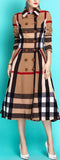 Check Print Double-Breasted Coat
