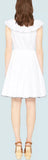 Poplin Dress with Pom Poms, White