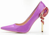 Snake Charmer Stiletto Pumps in Black or Purple - DESIGNER INSPIRED FASHIONS