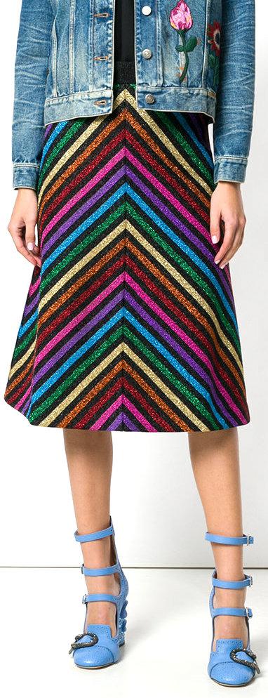 Metallic Striped Knit Skirt