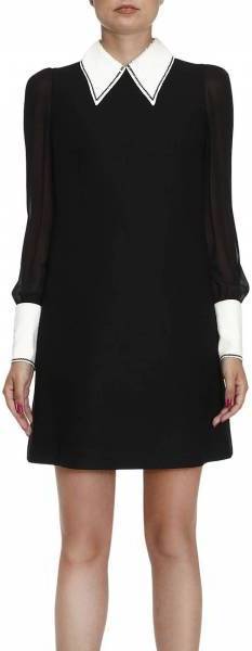Black Cady Dress with White Sequined Collar & Cuffs