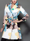 Multi Colored Printed Short Trench Coat - DESIGNER INSPIRED FASHIONS