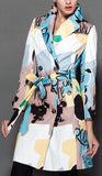Multi Colored Printed Short Trench Coat - DESIGNER INSPIRED FASHIONS