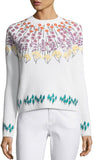 Floral Embroidered Rib Knit Sweater