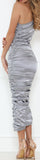 Satin Ruched One-Shoulder Dress