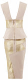 Sleeveless Flared Low-Cut Bandage Top and Skirt Set