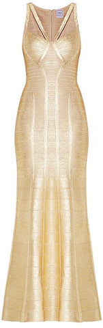 'Gabriela' Woodgrain Foil Print Gown