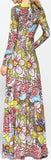 Printed Long-Sleeve Multicolored Maxi Dress