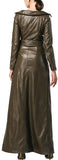 Long Zip Faux-Leather Dress-Coat in Black or Green - DESIGNER INSPIRED FASHIONS