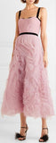 Velvet-Trimmed Tulle Gown