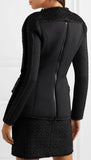 Tweed Paneled Scuba Jacket and Mini Skirt Set