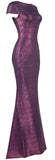 Tulle Applique Metallic Gown - Purple, Black, Beige/Gold