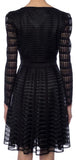 Scoop Neck Sheer Knit Mini Dress, Black