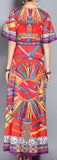 Printed Flared-Sleeve Maxi Dress