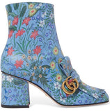 Marmont Fringed Floral-Print Leather Ankle Boots
