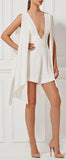 'Miramar' Draped Shoulder Playsuit in White - DESIGNER INSPIRED FASHIONS