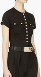 Button Embellished T-Shirt - (White, Black, Red,Green) - DESIGNER INSPIRED FASHIONS