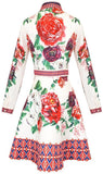 Floral Print Mini Polo-Dress, White