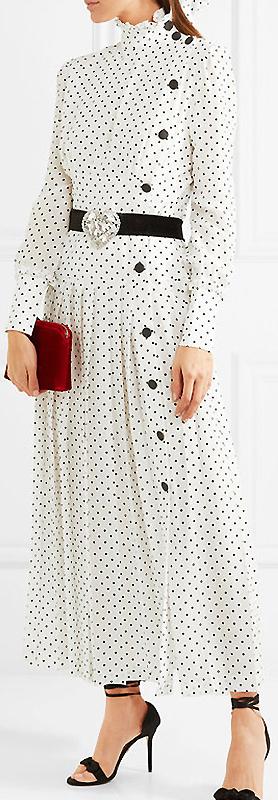 Pleated Polka-Dot Dress
