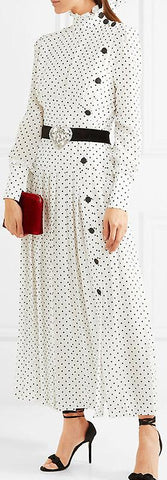 Pleated Polka-Dot Dress