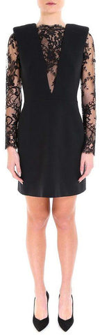 Black Lace Panel Mini Dress