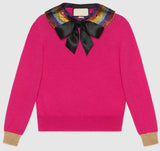 Embellished-Collar Knit Sweater