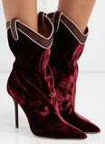 Daisy 100 Leather-Trimmed Velvet Ankle Boots