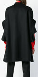 Ruffled Brushed Wool and Cashmere-Blend Cape, Black