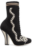 Faux Pearl-Embellished Stretch-Knit Sock Boots