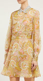 Floral-Print Crystal-Collar Georgette Mini Dress | DESIGNER INSPIRED FASHIONS