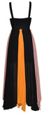 Color-Block Pleated Maxi Dress, Black