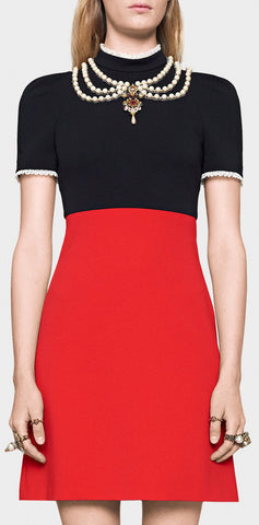 Embellished Color-Contrast Dress - DESIGNER INSPIRED FASHIONS