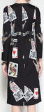 Black Cards-Printed Long-Sleeve Dress