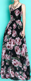 Rose-Print Sleeveless Maxi Dress