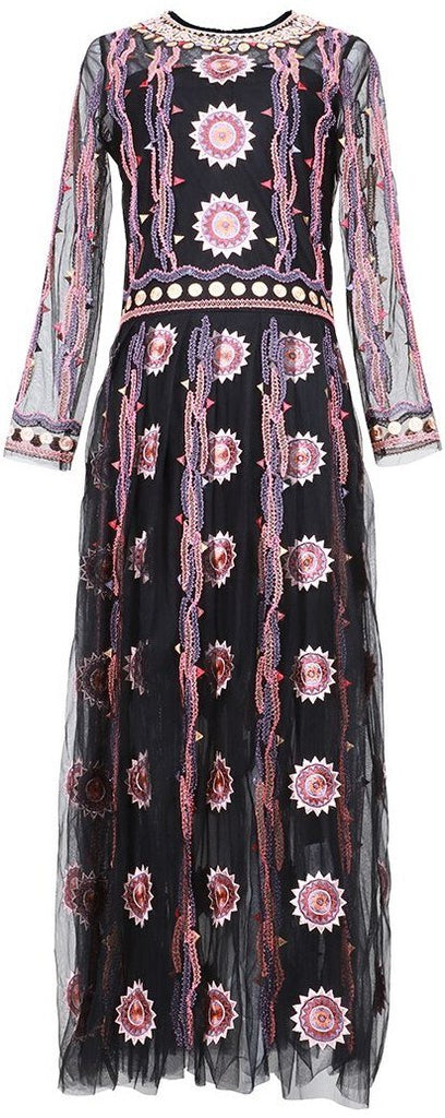 Embroidered Mesh Dress