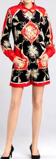 Printed Blouse and Short Set