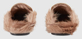 Princetown Fur lined Embroidered Lip & Heart Slipper in Gold - DESIGNER INSPIRED FASHIONS