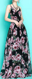 Rose-Print Sleeveless Maxi Dress