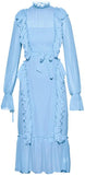 Ruffled Chiffon Dress - Light Blue or Bright Red
