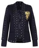 Black Lace-Up Embroidered Jacket