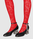 Mid-Heel Pump with Crystal G Heel, Black | DESIGNER INSPIRED FASHIONS