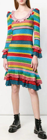 Rainbow Striped Knitted Dress