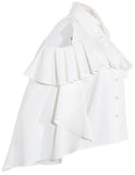 Ruffled Cold-Shoulder Flared-Sleeve Blouse
