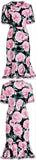 Rose Printed Ruffle-Trimmed Dress | DESIGNER INSPIRED FASHIONS