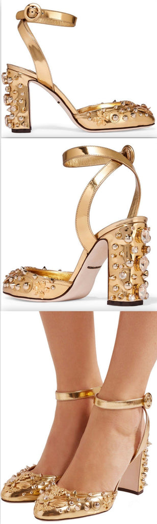 Embellished Metallic Leather Pumps | DESIGNER INSPIRED FASHIONS