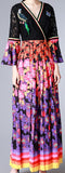 Embellished Lace-Detail Floral Print Pleated Maxi Dress