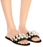 Pearl Embellished Sliders - Red or Black