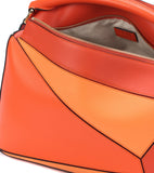 Puzzle Leather Shoulder Bag, Orange