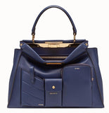 Peekaboo Regular Pocket Blue Leather Bag