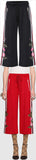 Embroidered Wide-Leg Trousers - Black or Red